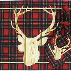 Kit Jogo Americano + Guardanapo Natal Cervo Xadrez - 12 Peças