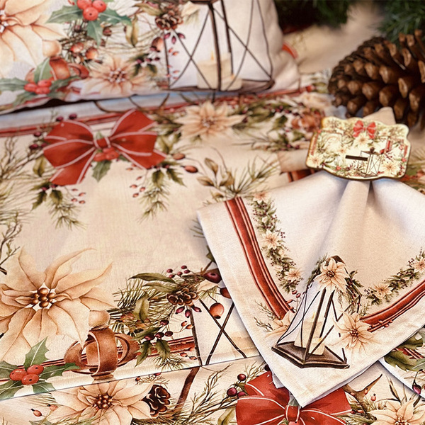 Kit Jogo Americano + Guardanapo Natal Christmas Vintage - 6 P