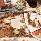 Kit Jogo Americano + Guardanapo Natal Esquilo Ii - 2 Peças