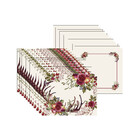 Kit Jogo Americano + Guardanapo Natal Galhada Flores - 12 Peç