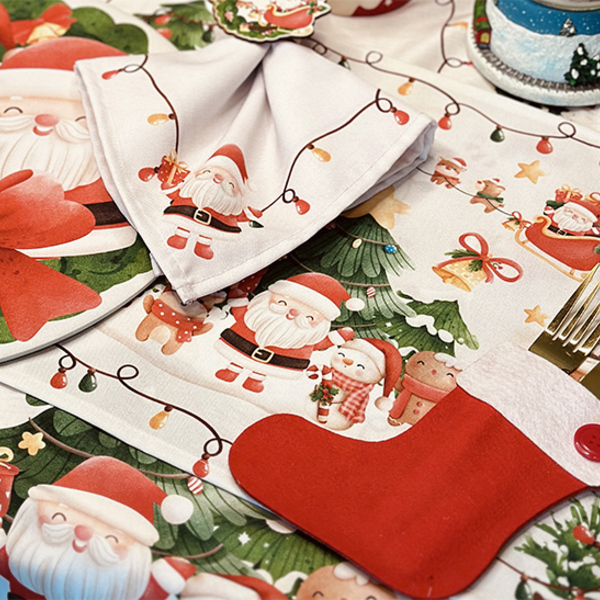 Kit Jogo Americano + Guardanapo Natal Infantil Ii - 12 Peças