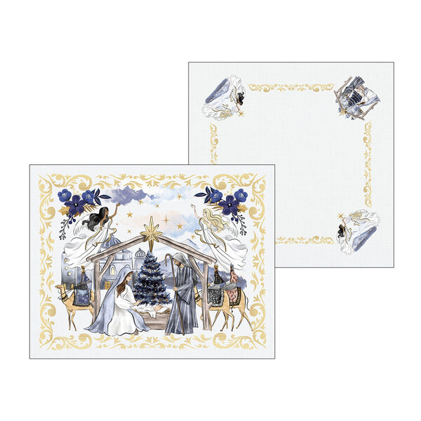 Kit Jogo Americano + Guardanapo Natal Presépio Iv - 1 Peça