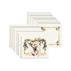 Kit Jogo Americano + Guardanapo Natal Rena Gold - 12 Peças