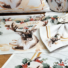 Kit Jogo Americano + Guardanapo Natal Rena Gold - 8 Peças