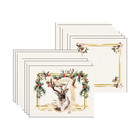 Kit Jogo Americano + Guardanapo Natal Rena Gold - 8 Peças