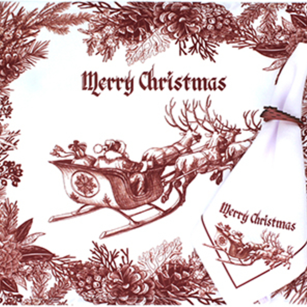 Kit Jogo Americano + Guardanapo Natal Trenó - 2 Peças