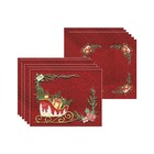 Kit Jogo Americano + Guardanapo Natal Trenó Ii - 6 Peças