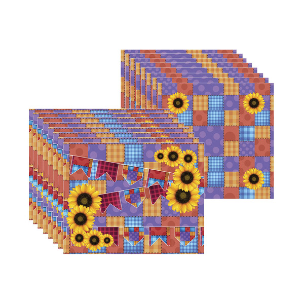 Kit Jogo Americano + Guardanapo Patchwork Girassol - 8 Peças
