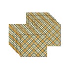 Kit Jogo Americano + Guardanapo Xadrez Laranja E Azul