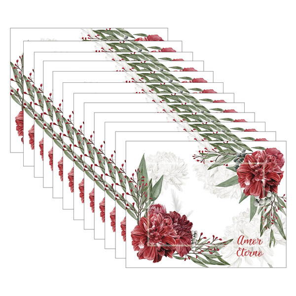 Kit Jogo Americano Amor Eterno - 12 Peças