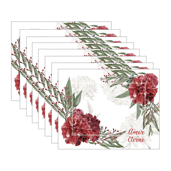 Kit Jogo Americano Amor Eterno - 8 Peças