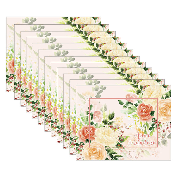 Kit Jogo Americano Amor Verdadeiro - 12 Peças