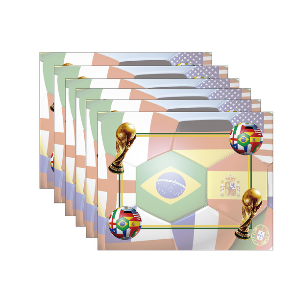 Kit Jogo Americano Copa Bandeiras - 6 Peças