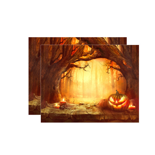 Kit Jogo Americano Halloween Abóbora Fantasma - 2 Peças