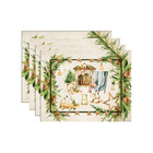 Kit Jogo Americano Natal Lareira - 4 Peças