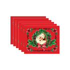 Kit Jogo Americano Natal Papai Noel Vermelho - 6 Peças