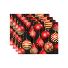 Kit Jogo Americano Natal Preto Vermelho - 4 Peças