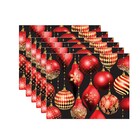 Kit Jogo Americano Natal Preto Vermelho - 6 Peças