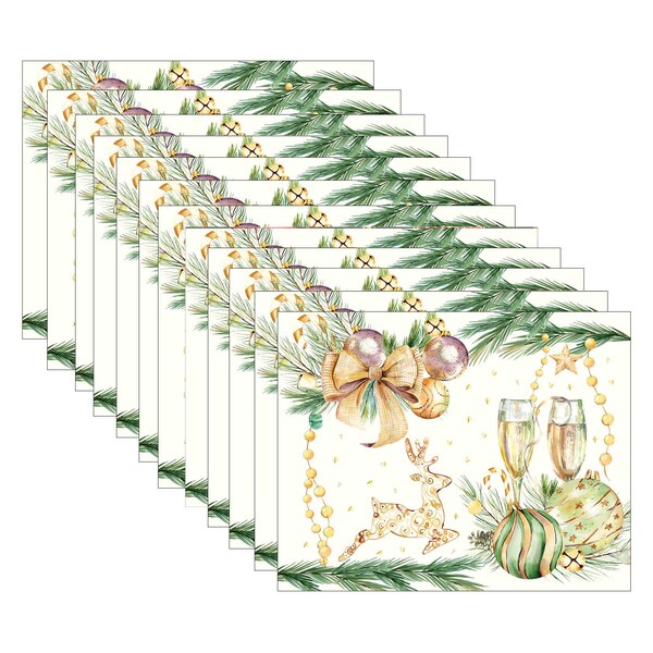 Kit Jogo Americano Natal Taças - 12 Peças