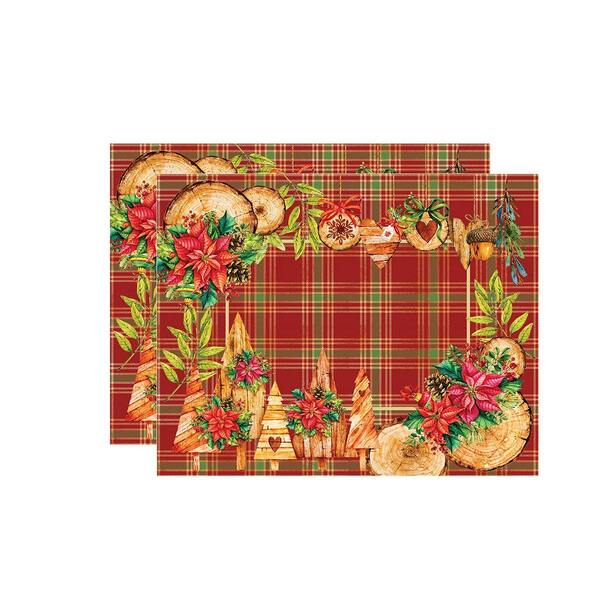 Kit Jogo Americano Natal Wood - 2 Peças