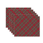 Kit Jogo Americano Natal Xadrez Vermelho/verde - 6 Peças