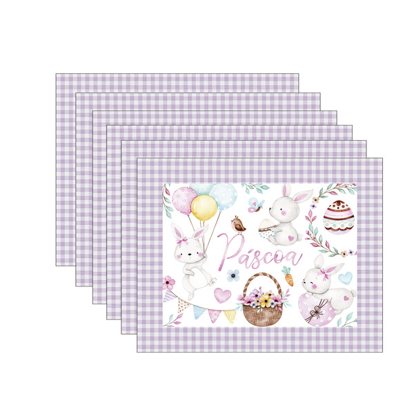 Kit Jogo Americano Páscoa Lilás - 6 Peças
