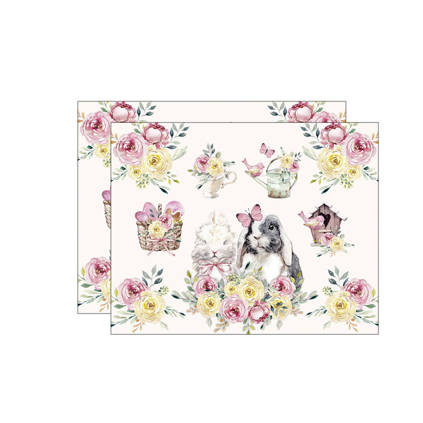 Kit Jogo Americano Páscoa Rosas - 2 Peças