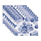 Kit Jogo Americano Rosas Azul - 8 Peças