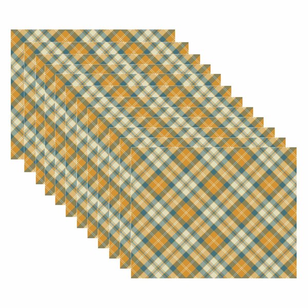 Kit Jogo Americano Xadrex Laranja E Azul - 12 Peças