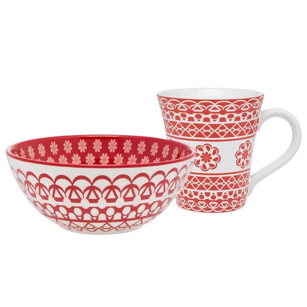 Kit Jogo Café Lanche Floreal Renda 20 Peças Oxford® Cerâmica