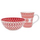 Kit Jogo Café Lanche Floreal Renda 4 Peças Oxford® Cerâmica