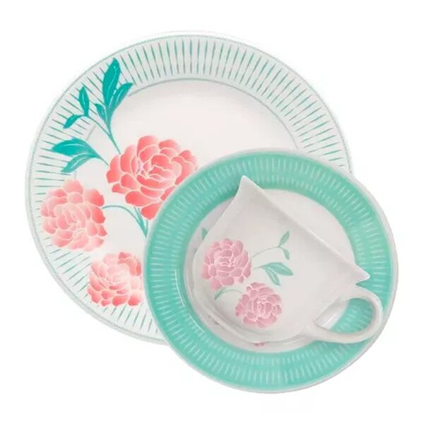 Kit Jogo Café Lanche Oxford Donna Bloom 24 Peças Cerâmica