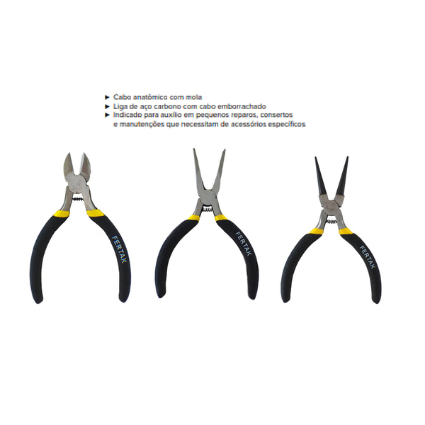 Kit Jogo De 3 Alicates Corte Eletrônica Artesanato Bijuteria
