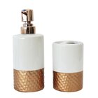 Kit Jogo De Banheiro Branco Dourado Cerâmica 2 Peças