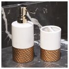 Kit Jogo De Banheiro Branco Dourado Cerâmica 2 Peças