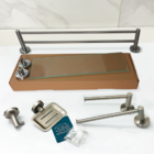 Kit Jogo De Banheiro Inox Escovado 6 Peças Toalheiro Duplo 60