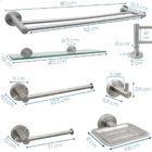 Kit Jogo De Banheiro Inox Escovado 6 Peças Toalheiro Duplo 60