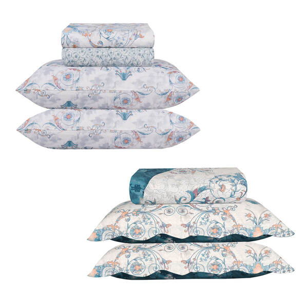 Kit Jogo De Cama Casal Box Macio 7 Peças 140 Fios Aurea Sultan