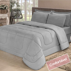 Kit Jogo De Cama Casal Queen + Colcha 5 Pçs Aconchego Dupla F