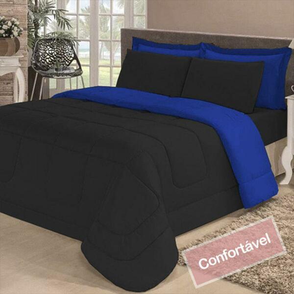 Kit Jogo De Cama Casal Queen + Jogo De Lençol 5 Peças Aconche