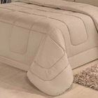 Kit Jogo De Cama Casal Queen Dupla Face 6 Pçs Bege Cotex
