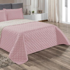 Kit Jogo De Cama Com Lençol Roma 3pçs Dupla Face Rosê E Palha