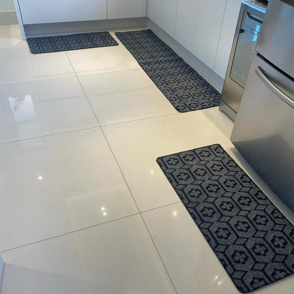 Kit Jogo De Cozinha Carpete Geométrico Elegante 3 Peças - Cor