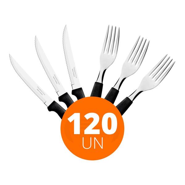 Kit - Jogo De Faca E Garfo Ipanema 120 Peças Em Aço Inox Cabo