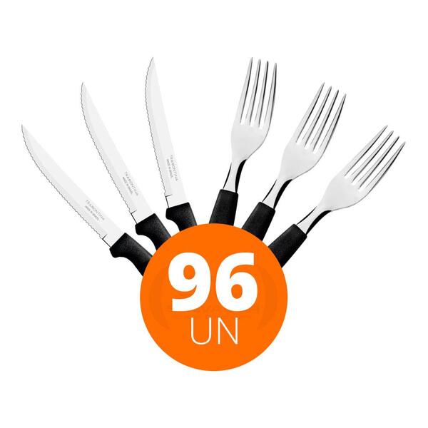 Kit - Jogo De Faca E Garfo Ipanema 96 Peças Em Aço Inox Cabo