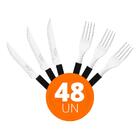 Kit - Jogo De Facas E Garfo Leme 48 Peças Em Aço Inox Cabo Pr