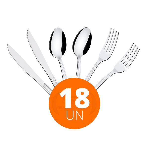 Kit - Jogo De Facas, Garfos E Colheres Búzios 18 Peças Em Aço