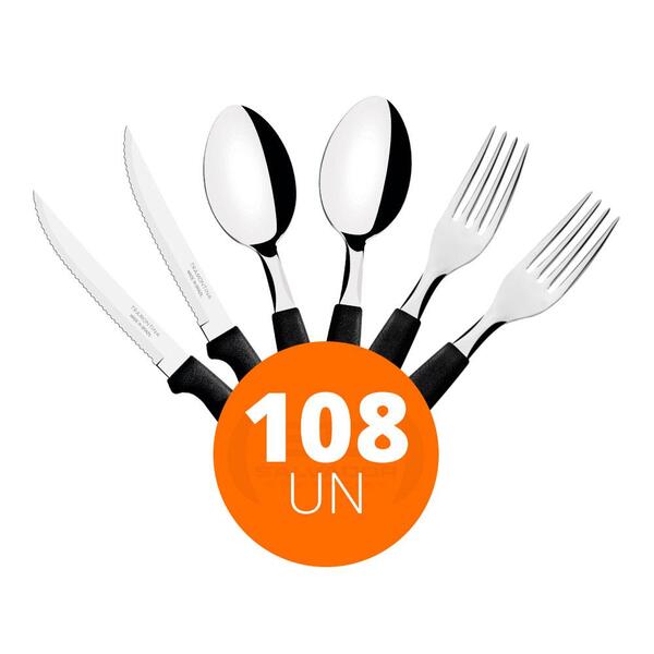 Kit - Jogo De Facas, Garfos E Colheres Ipanema 108 Peças Em A