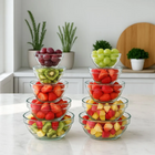 Kit Jogo De Potes 5 Tigelas Bowl Redondos Conjunto De Vidro L