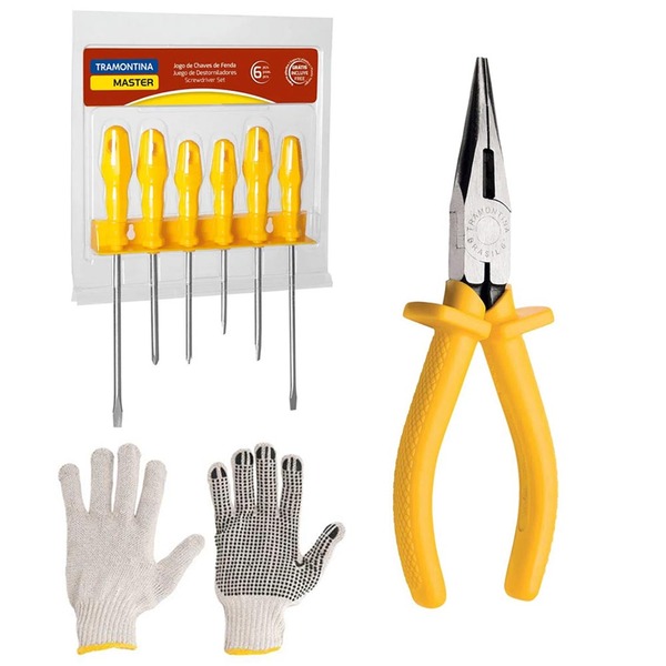 Kit Jogo Ferramentas De Chaves De Fendas 6 Peças Com Alicate